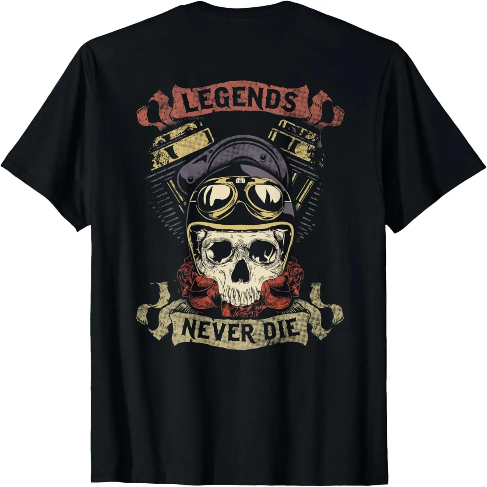 Легенды Не Умирают Череп Мотоциклетная Футболка Байкерская Газ Футболка S
