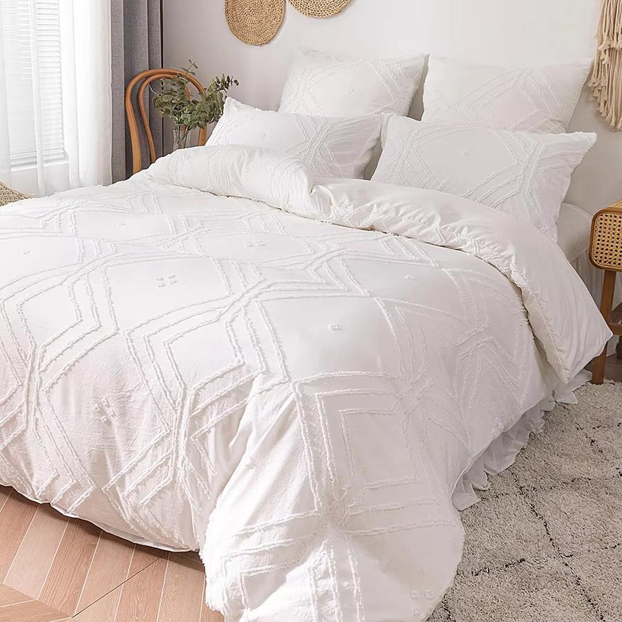 WASART White pinch pleat duvet cover 220x240cm summer luxury double bed quilt cover bedding sets single double queen king size