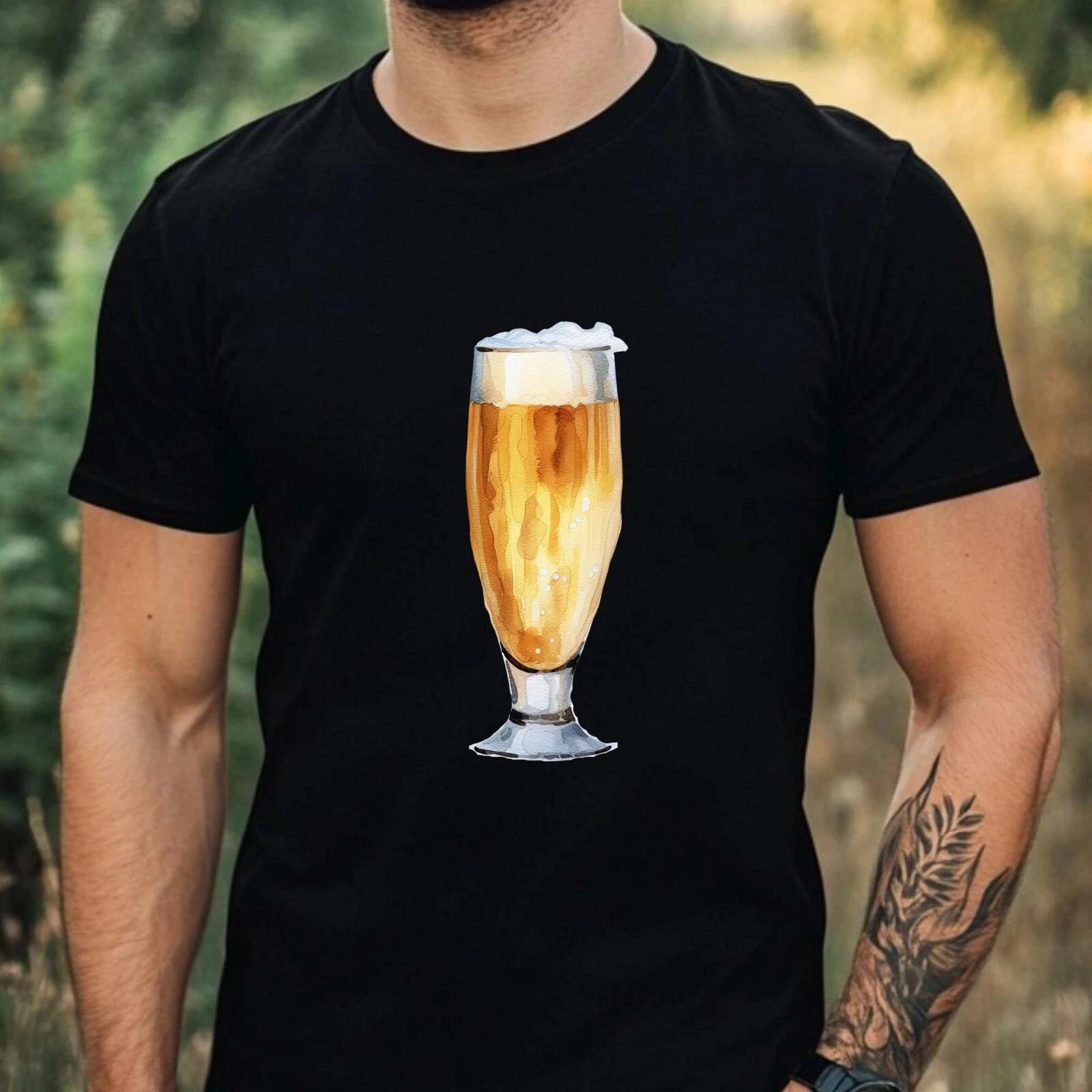 T-Shirt Herren Aquarell Bier Motiv Baumwolle Größe XS bis 5XL L