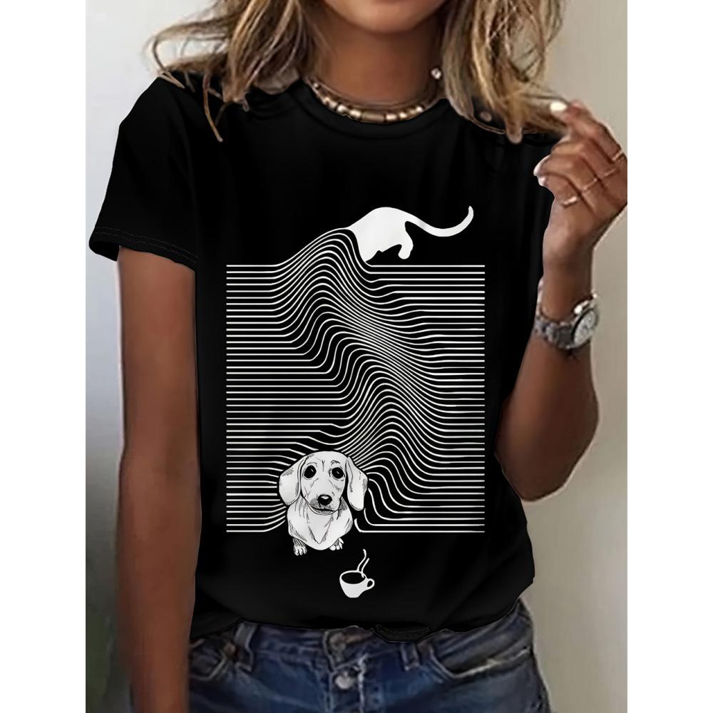 

Женские футболки Harajuku Clothing Animals Fun and Casual 3D Printed Animal Characters Футболки L