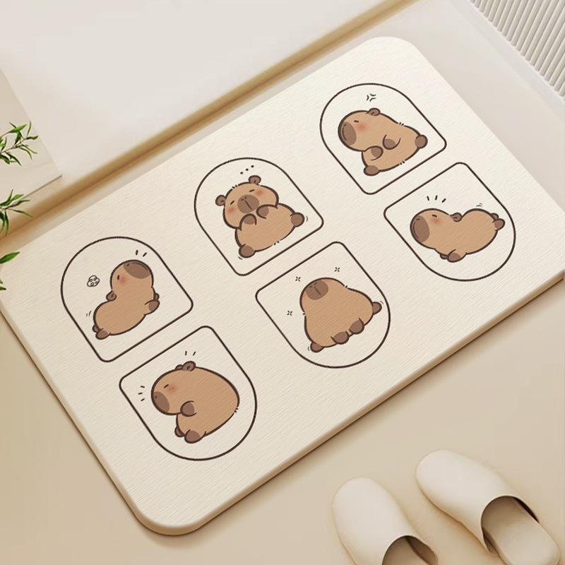 Diatom Mud Bath Moisture-wicking Mat Toilet Bathroom Toilet Door Area Slip-resistant Quick Drying Rug Durable Durable