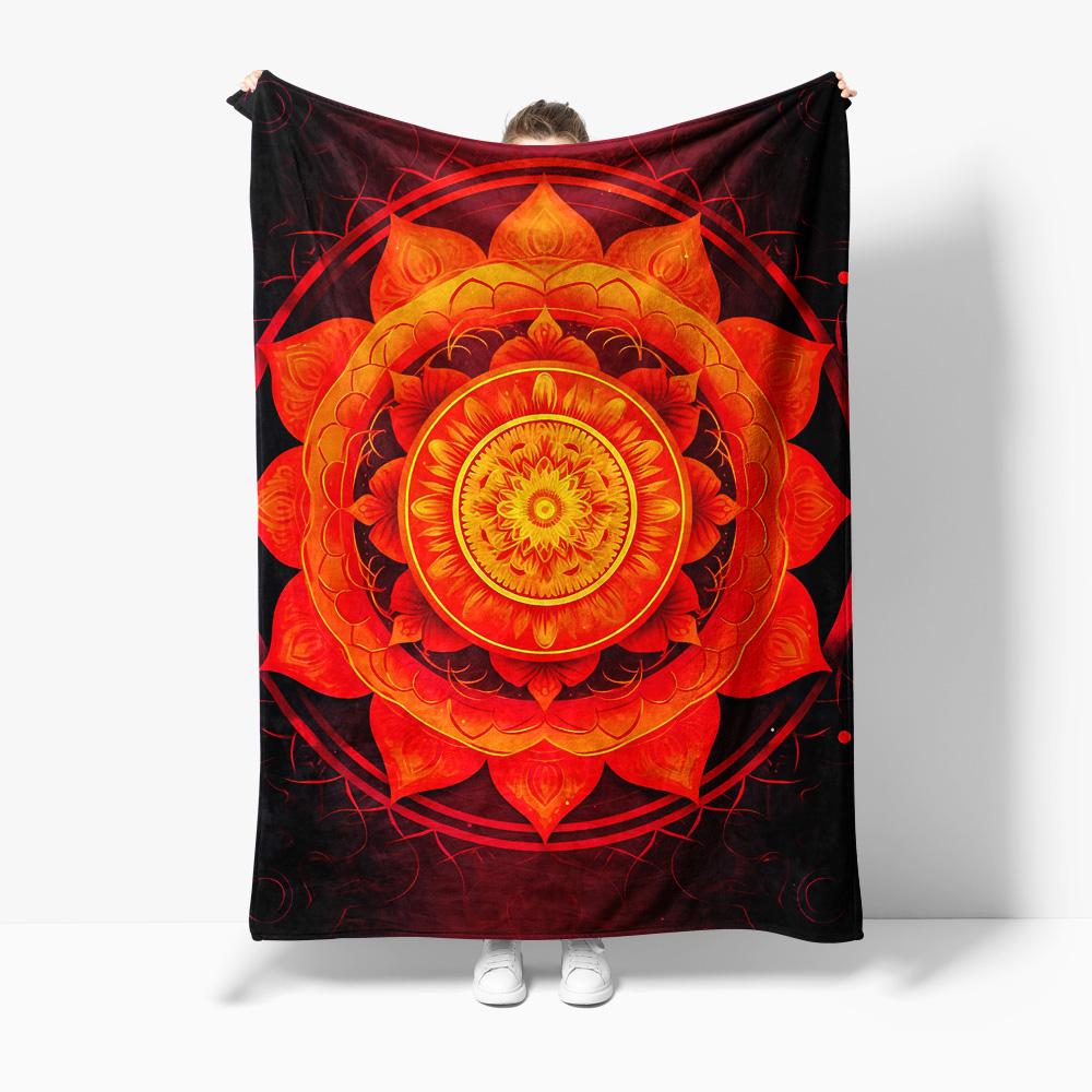 

Boho Mandala Blanket Psychedelic Tapestry Om Lotus Floral Bed Blanket Spiritual Wall Hanging Decorative Throw Blanket 75x100cm