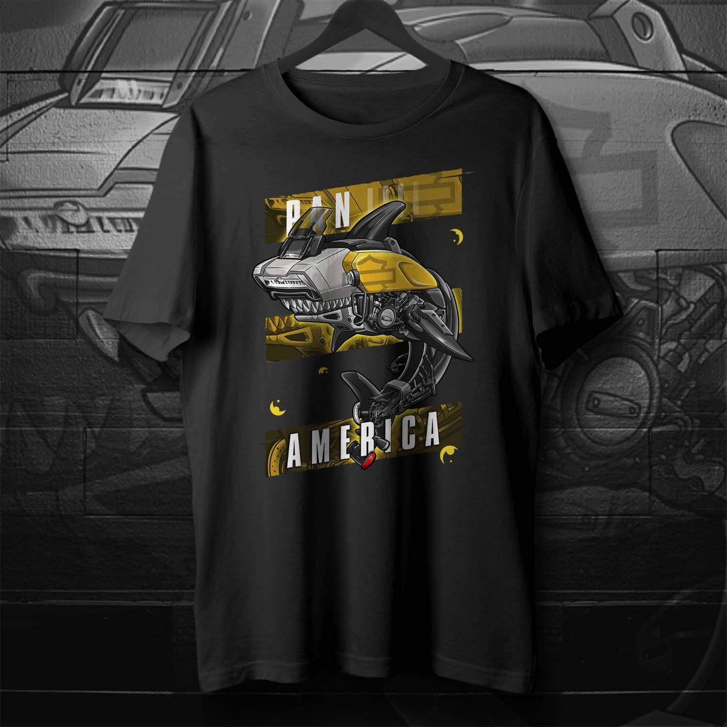 

Футболка Classic USA Motorcycle Pan America Shark Inspiration, новая, 100% хлопок, с круглым вырезом и коротким рукавом, повседневная мужская футболка XXXL жёлтый