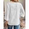 Autumn Loose V Neck Style Commuter Embroidered Horn Sleeve Lace shirt
