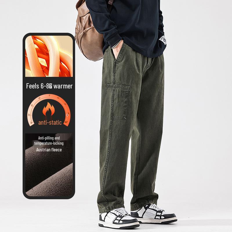 Men's Casual Japanese-Style Loose Straight-Leg Work Pants