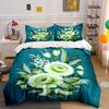 Green Flowers and Leaves. Bedding Sets Duvet Cover Sets Duvet Covers Pillowcases(1 * Duvet Cover 2 * Pillowcases, Without Duvet Insert)