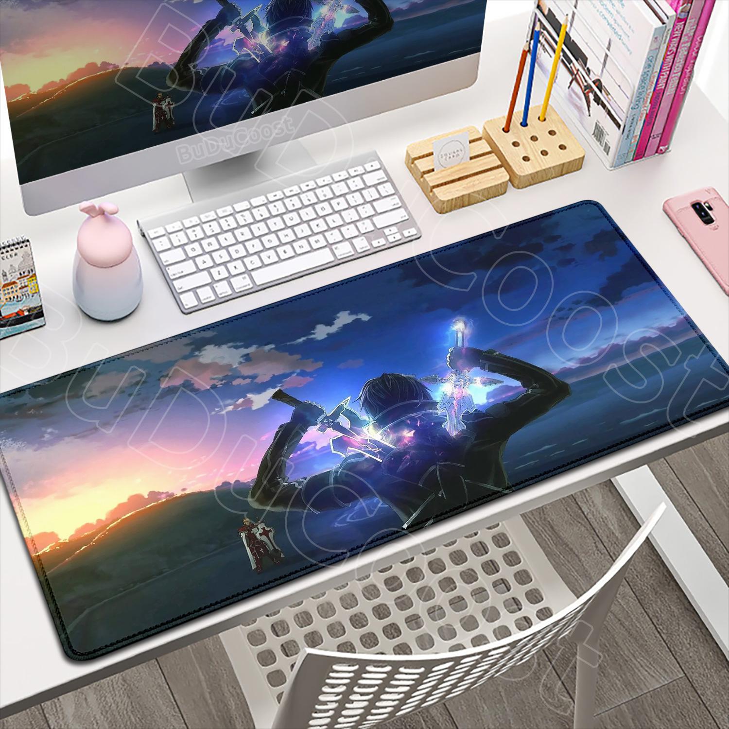 Neues Hintergrundbild Großes Mauspadd Sword Art Online Mauspadd Gaming Zubehör Tastatur Laptop PC Kawaii HD Asuna Anime Xxl Schreibtischmatte 800x300x2MM gray