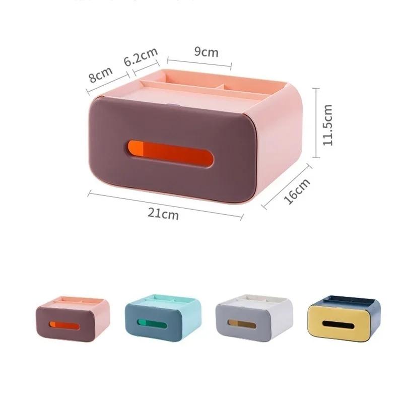 Creative Multifunctional Plastic Tissue Box Remote Control Storage Tissue Box Dustproof Tissue Can Desktop Storage Box