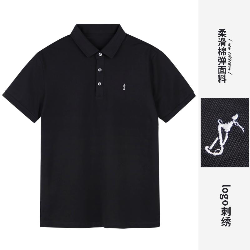 Soft elastic solid color embroidered T-shirt POLO shirt 82232M1021