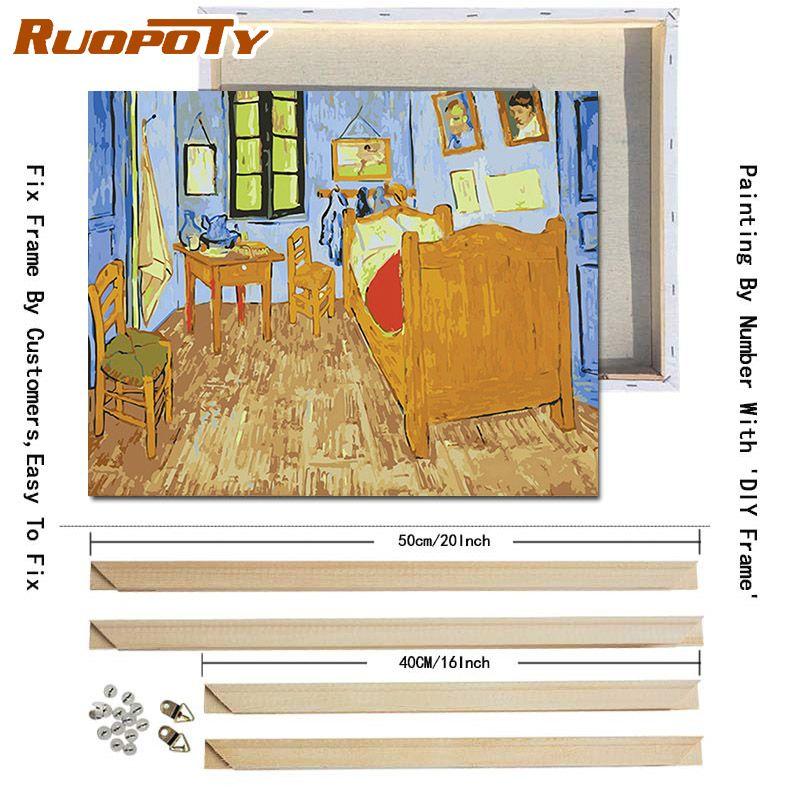 RUOPOTY With DIY Frame Abstract Painting DIY Painting By Numbers Acrylic Paint Handmade Oil Painting On Canvas For Wall Art 40x50CM