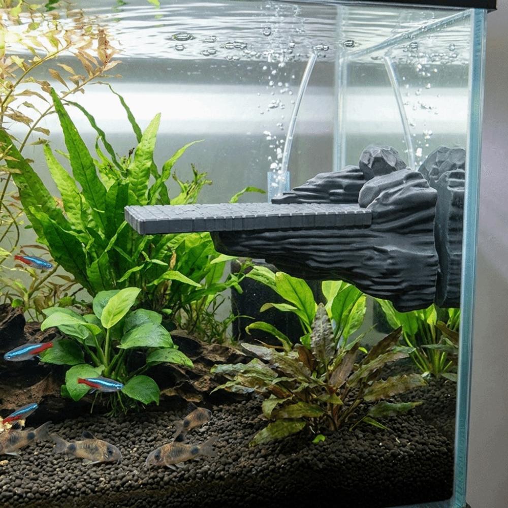 Ancient Chinese Style Fish Tank Decorations Realistic with Suction Cup Cliffside Rock Ornaments Plastic Natural Landscapes
