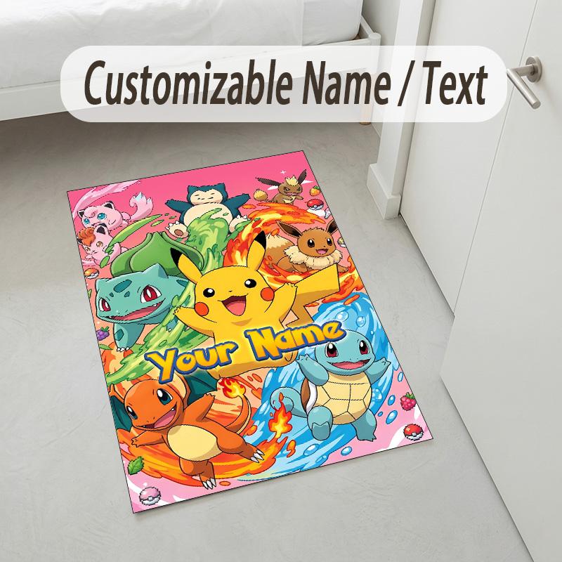 Personalisierter Kristall-Samtteppich, Pokémon-Name nach Wunsch bedruckt, Plüsch-Teppich für Heim-Innenraum-Dekoration