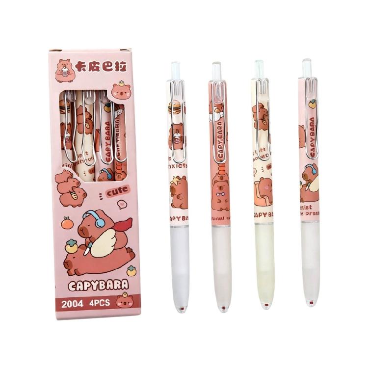 

4Pcs Cartoon Retractable Gel Pen with Metal Clip 0.5MM Tip Gel Inks Pen Black Inks for Daily Journaling Note Taking 1
