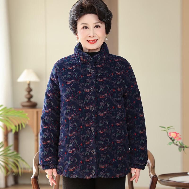 Elderly Women's Corduroy Padded Winter Jacket