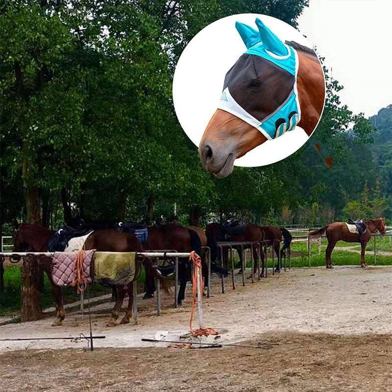 Breathable horse mask anti-mosquito repellent horse head cover horse face anti-mosquito cover elastic horse flight mask protection