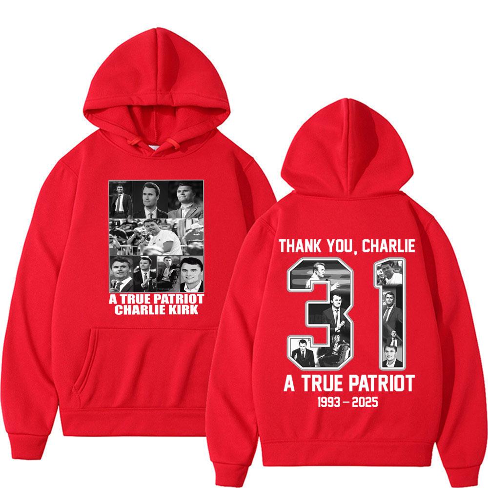 Für dich beten Charlie Hoodie Ein echter Patriot Charlie Kirk Bedrucktes Sweatshirt Herbst und Winter Herren- und Damenmode Pullover