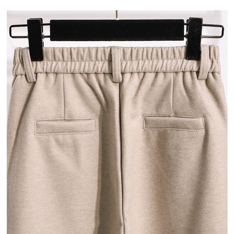 Förtjockade tweedbyxor för kvinnor höst och vinter Raka byxor i plusstorlek Casual byxor