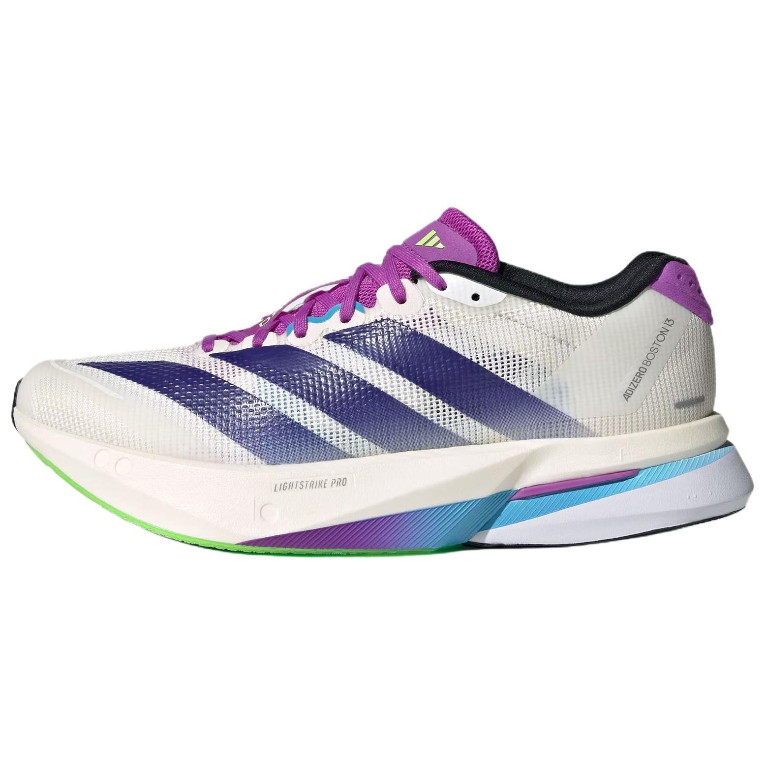 (WMNS) adidas Adizero Boston 13 White Collegiate Purple Lime Burst Women s JS4953 EU 36