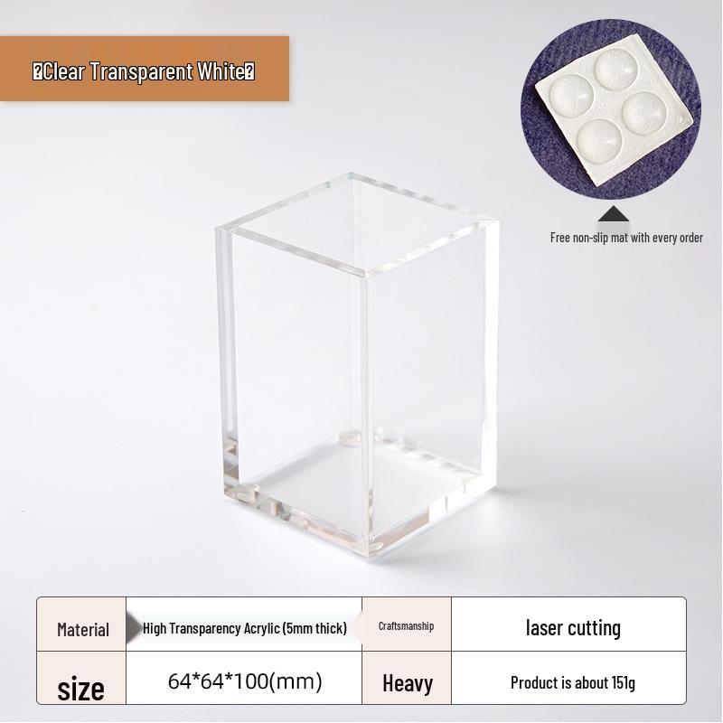 

MUJI-Style Transparent Acrylic Pen Holder: Student Desktop Storage Box, Simple Stationery Organizer, INS Style.