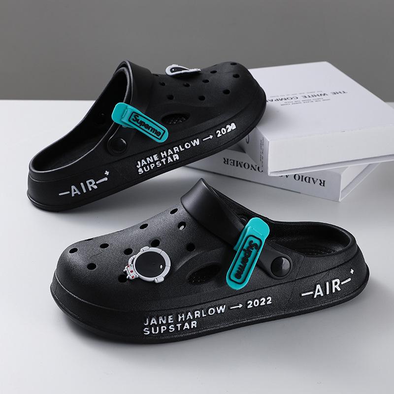 Papuci de plajă pentru bărbați 2025 cu talpă groasă, cu degete închise, antiderapați