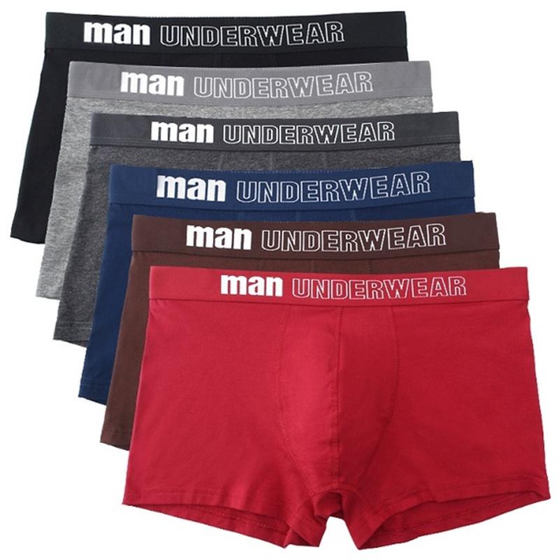 

6 шт. Мужское нижнее белье Дышащие боксеры Шорты Высокое качество Трусы 3XL коричневый/красный