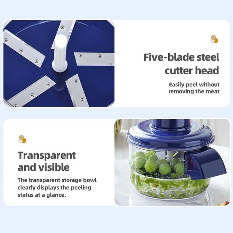Stainless Steel Electric Grape Peeling Machine Kitchen Peeler High-Speed Fruit Skin Remover Tool Rechargeable forHome Commercial