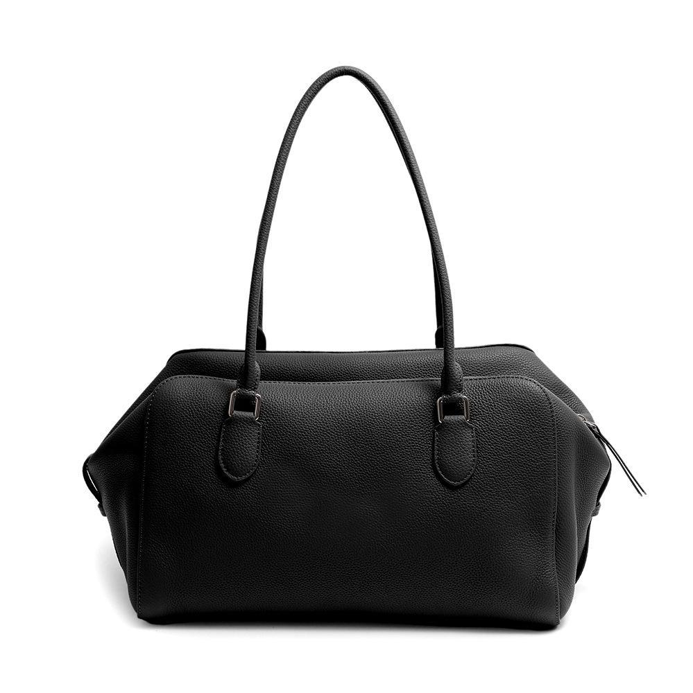 2026 Top-grain Cowhide Boston Bowling High-end Genuine Leather Women's Bag, Large Capacity Handbag, Pillow Bag