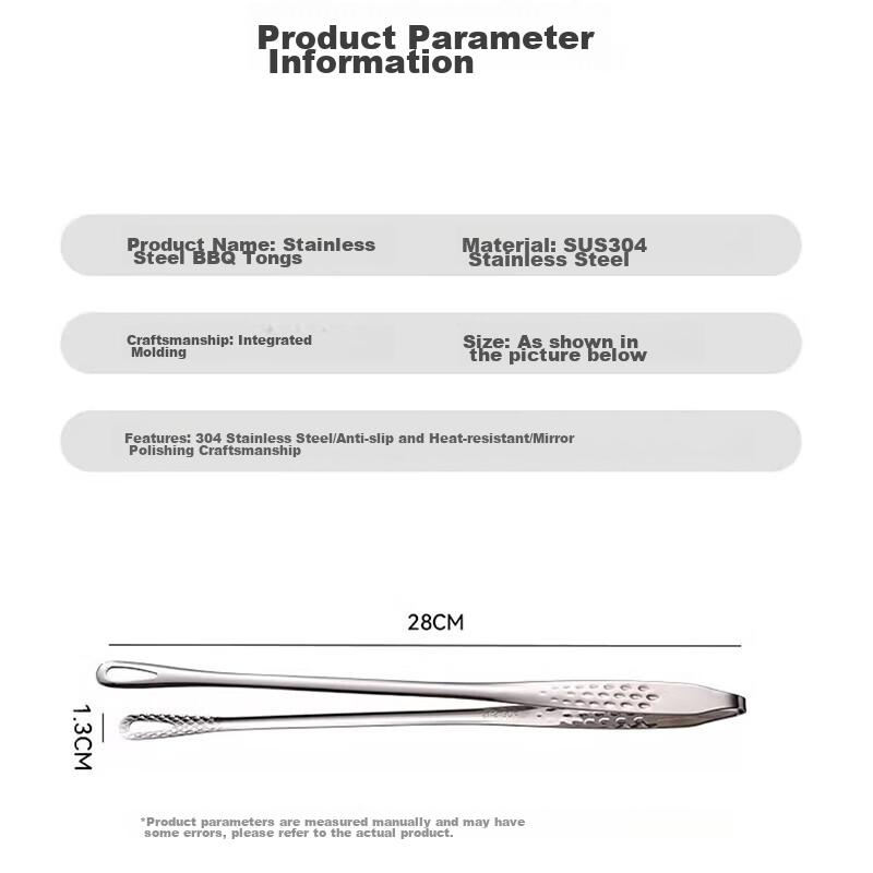 BJ 304 Stainless Steel Tongs Food Tongs Steak Tongs Barbecue Tongs Kitchen Tongs Long Single Pack