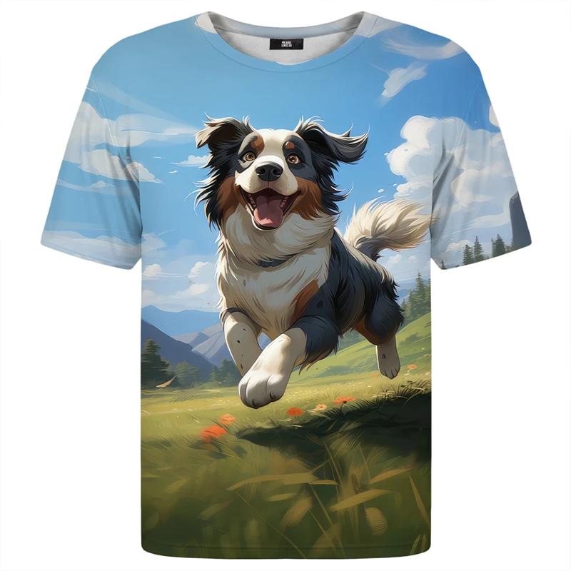 Harajuku Style Street Men Daily Cartoon Tshirts Funny Anime Dogs 3D Printed Corgi Casual