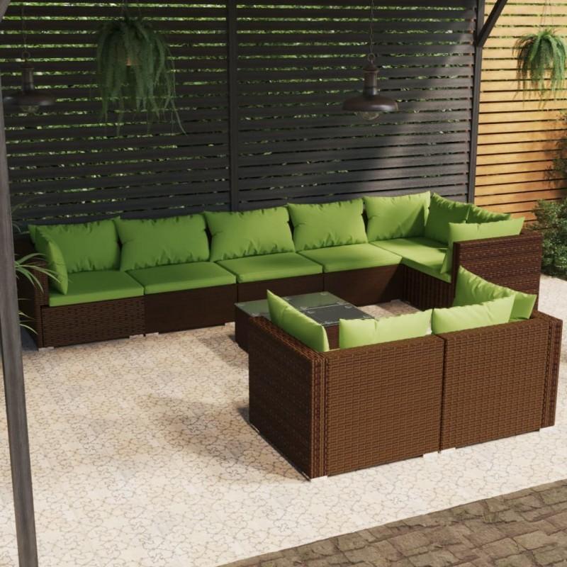 Day and Night - Day and Night 9-piece Garden Furniture Set and Brown Synthetic Rattan Cushions
