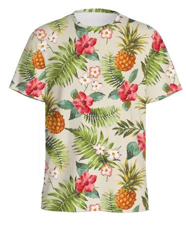 Tropical 3D Printed Pineapple T-Shirt Boys Summer Hawaiian Fruit Pattern T-Shirt Vacation Beach Short Sleeve