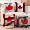 Canada Canadian Flag CA Leaf Cushion Cover Soft Plush Fabric Double-Sided Printed Sofa Cushion Cover for All Seasons Home Decor
