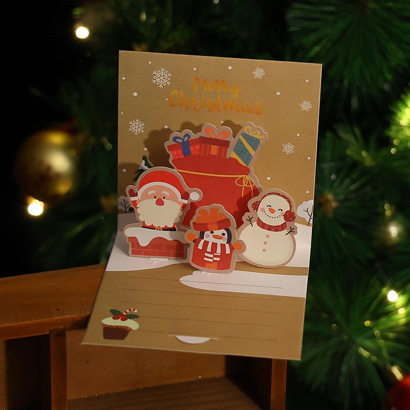 3D Christmas Pop-Up Greeting Card for Thanksgiving Holiday Blessings, DIY Christmas Eve, Handwritten Blank Card for Teacher Gift