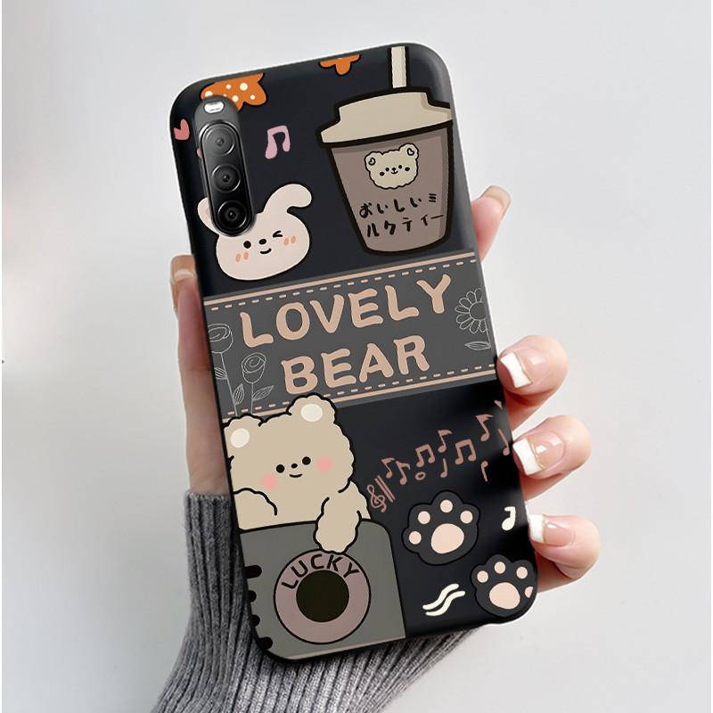 Fodral För Sony Xperia 10 II / 10 III Mobilskal Estetiskt Mode Söt Katt Astronaut Svart Silikon Mjuk Stötdämpande Baksidesskydd