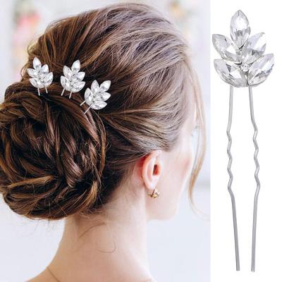 3 Stück Neue Modische Kristall Haarnadeln, Haarnadeln, Blätter, Haargabeln, Kopfschmuck für die Braut und Haarschmuck-Kombination