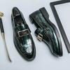Luxury Designer New Pointed Metal Decoration Loafers Man Shoes for MenFormal Wedding Prom Dress Shoes Men