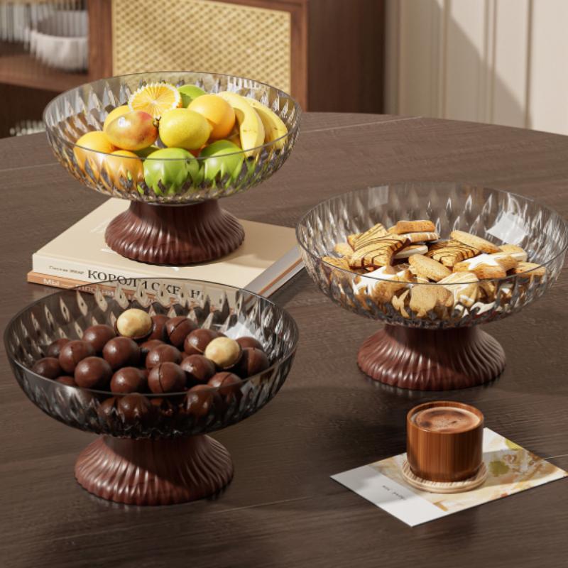 Round Transparent High-Legged Fruit Platter Tea Table Saves Space And Drains Water Plate Household Kitchen Storage Tray