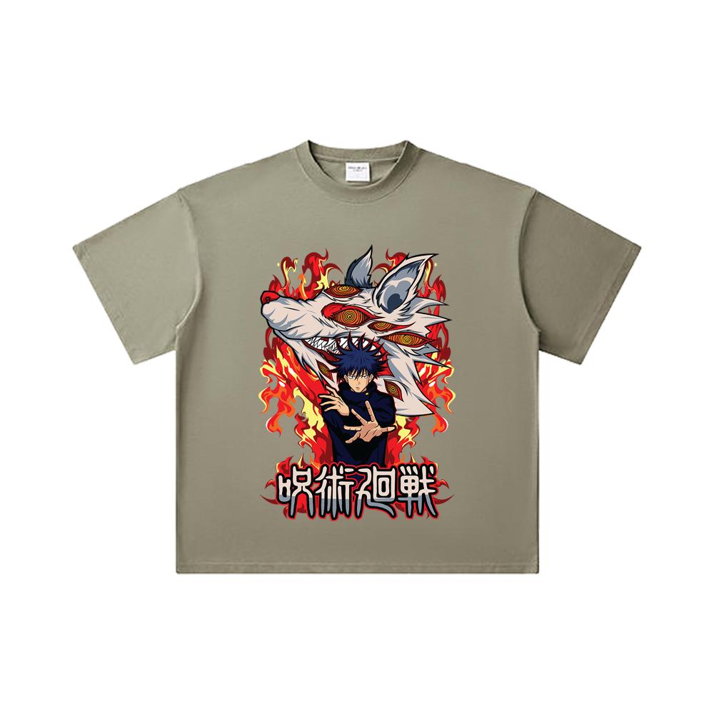 260 GSM Double Yarn 32 Count 100% Cotton Jujutsu Kaisen V7 Megumi Print Unisex Heavy Cotton T Shirt