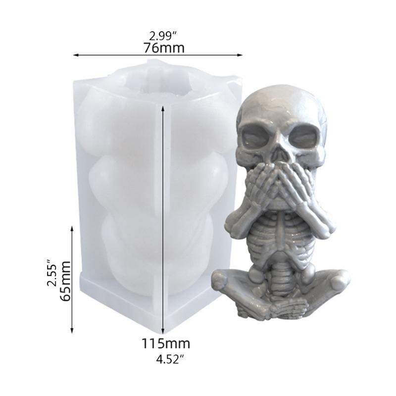 Flexible Resin Mold Skull Shape Ornament Molds Easy Releasing Silicone Texture for Epoxy Creative Table Decorations