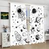 Astronaut Rocket -2 pieces - Printed curtain, 100% polyester, suitable for home decor (excluding rods)