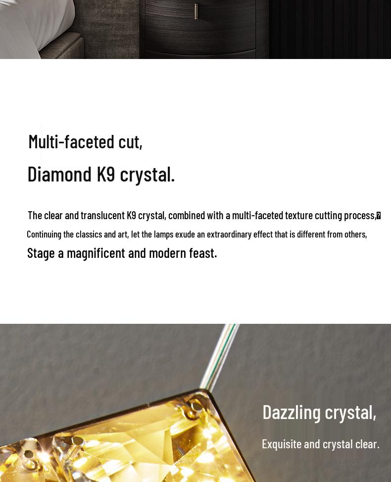 Modern Minimalist Crystal Pendant Light for Bedroom, Study, Bar, or Staircase