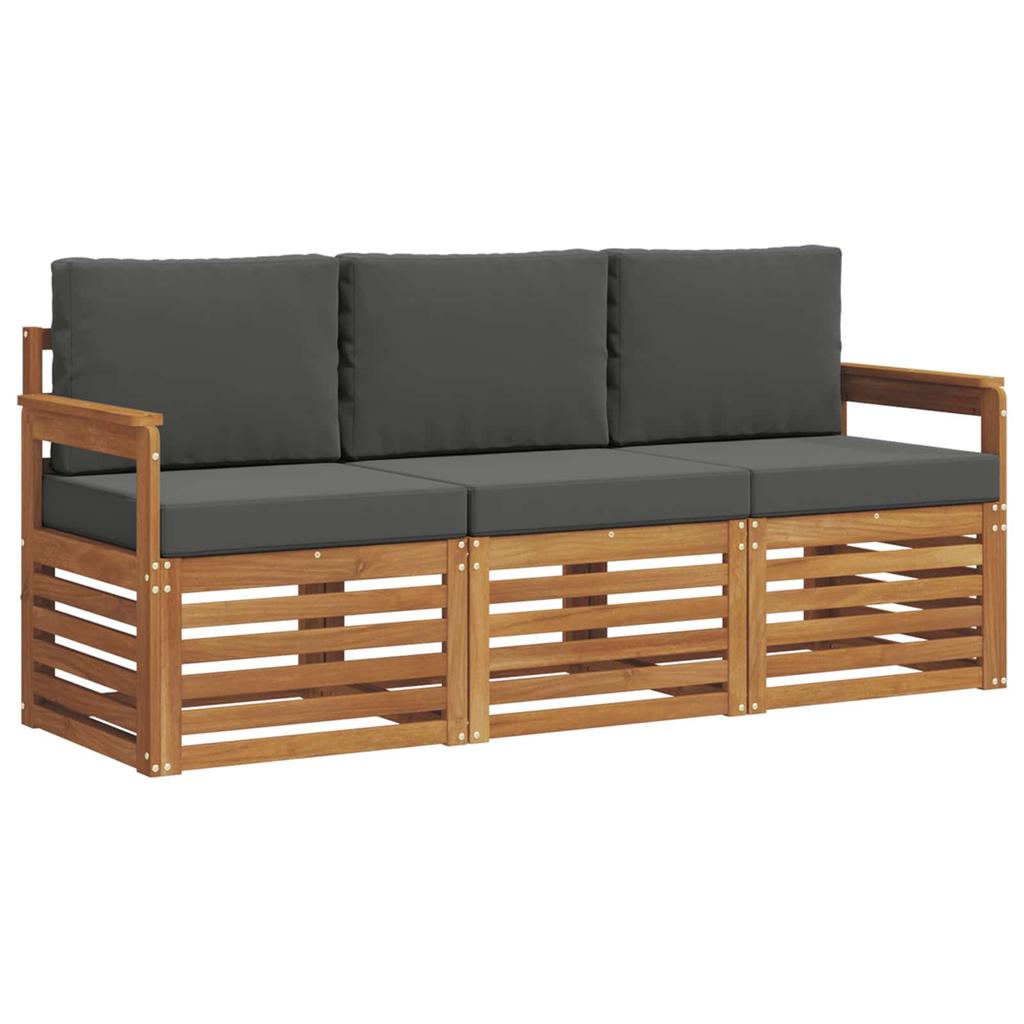 Outdoor Sofa Set 3 Piece Natural and Anthracite Solid Acacia Wood