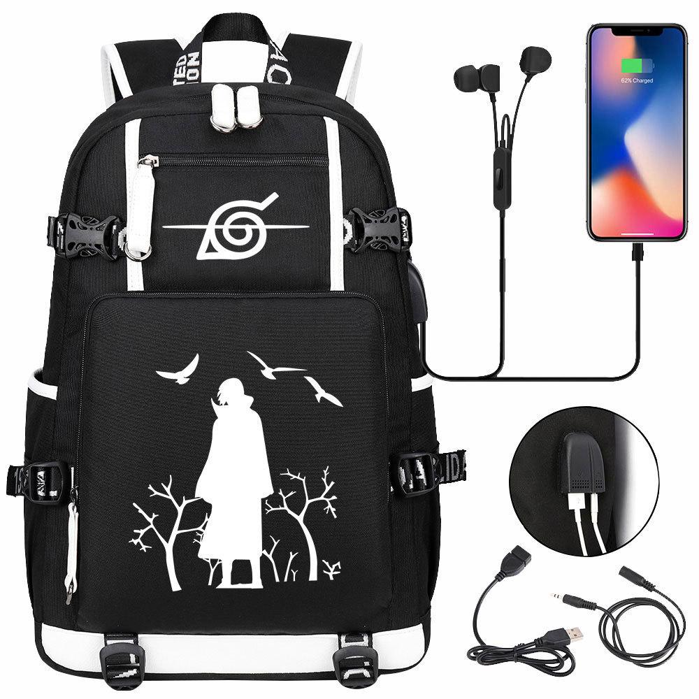 Neuer Naruto-Druck USB Teenager Schüler Schultasche Herren und Damen Freizeit Rucksack mit großer Kapazität Reise Rucksack