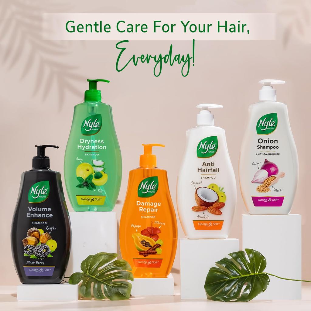 Nyle Naturals Shampoo Antipelliculaire à l'Oignon et au Fenugrec, Nettoyant Capillaire Doux à pH Équilibré Sans Parabènes pour Hommes et Femmes, 800ml