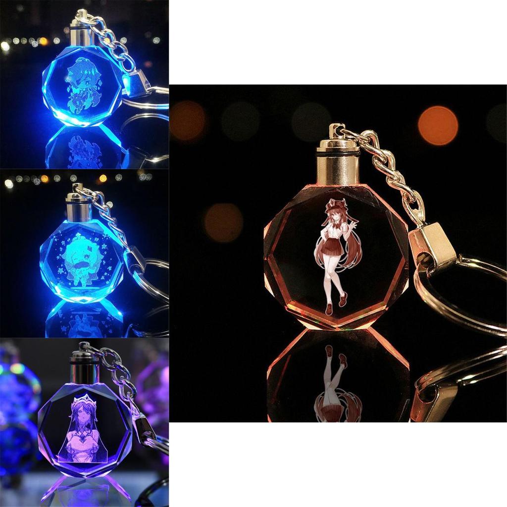 Elegant Genshin Impact Crystal Keychain With Stunning Led Colorful Light For All Occasions
