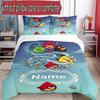3pcs Duvet Cover Set (1*Duvet Cover + 2*Pillowcase, Without Core), Custom Name Angry Birds Toons Pattern Bedding Set, Home Bedroom Decor Gift
