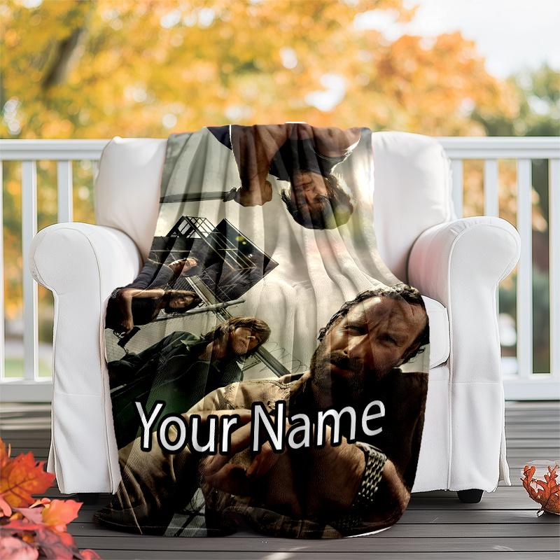 Custom Name The Walking Dead Theme Printed Blanket - Perfect for Couch, Bed, Travel & Outdoor Use | Machine Washable, Cozy & Durable.