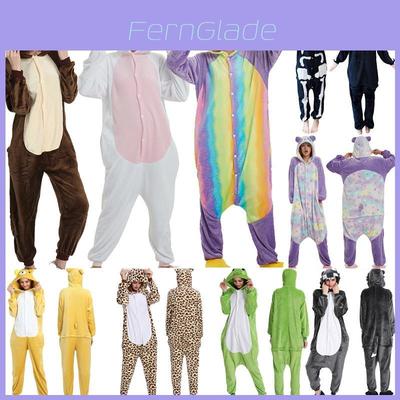 Hyggelig Unisex Voksen Dyre Flonel Onesie Kostume Pyjamas Med Sidelommer