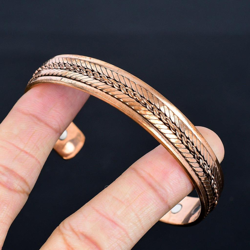 Pure Copper Bangle Bracelet, Copper Adjustable Bangle, Handmade Copper Jewelry Gift for Men & Women