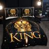 3 st Lyxig Kungakrona Sängkläder Påslakan Set Kungakrona Sängkläder Täcke Set Lyxig Kung Tema Säng Svart Guld Sovrum